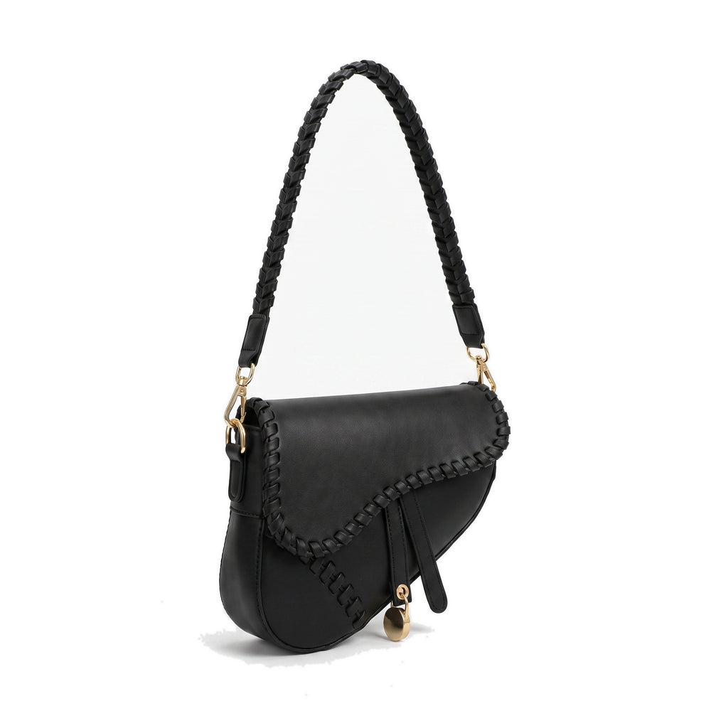 COEUR Leather Saddle Crossbody Bag in black