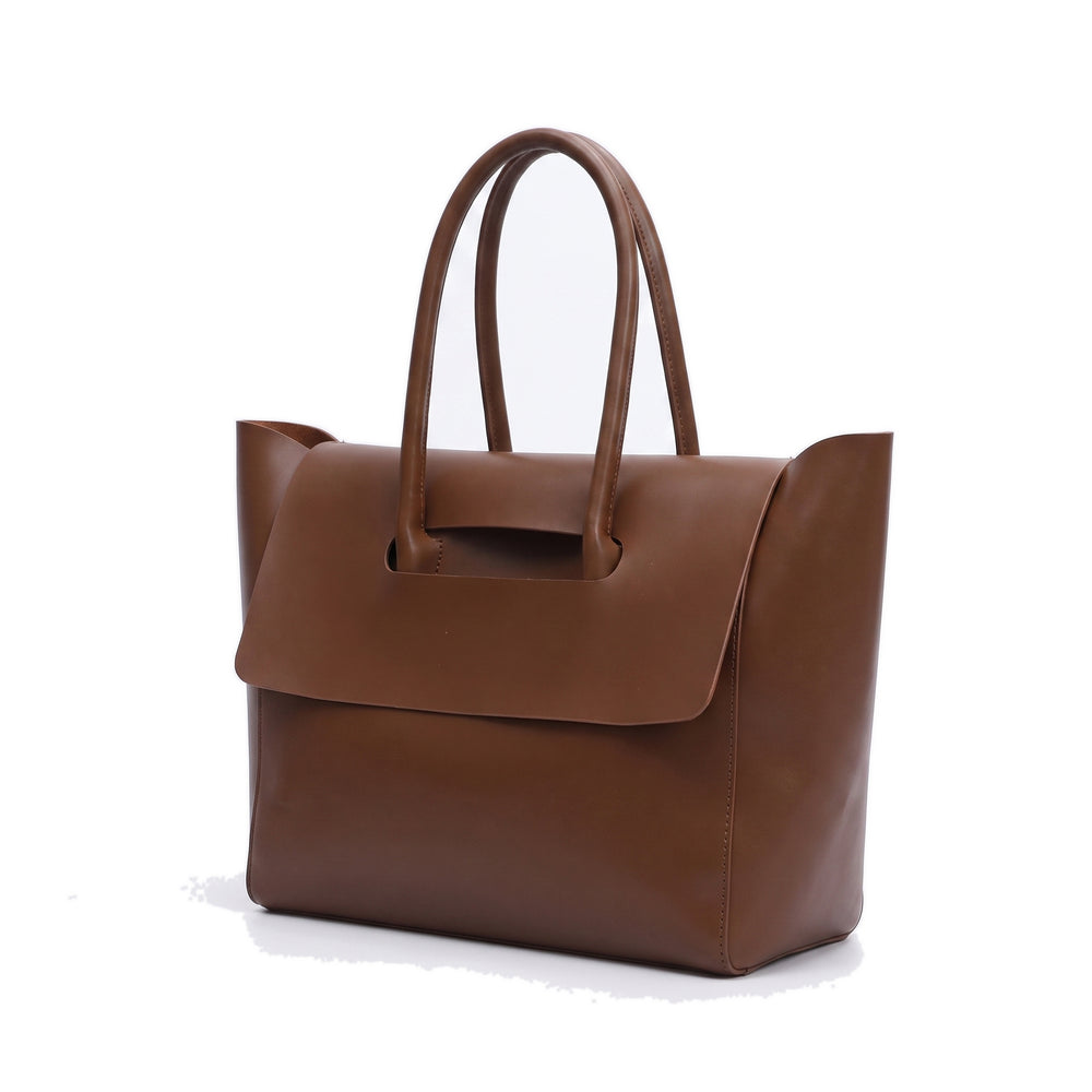 GRETA Leather Tote Bag in brown