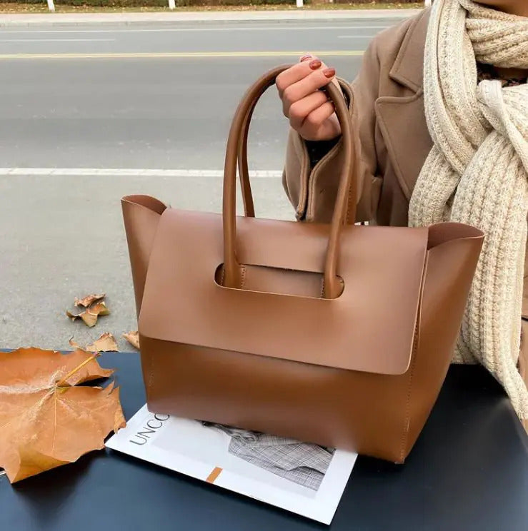 GRETA Structured Vegan Leather Shoulder Bag