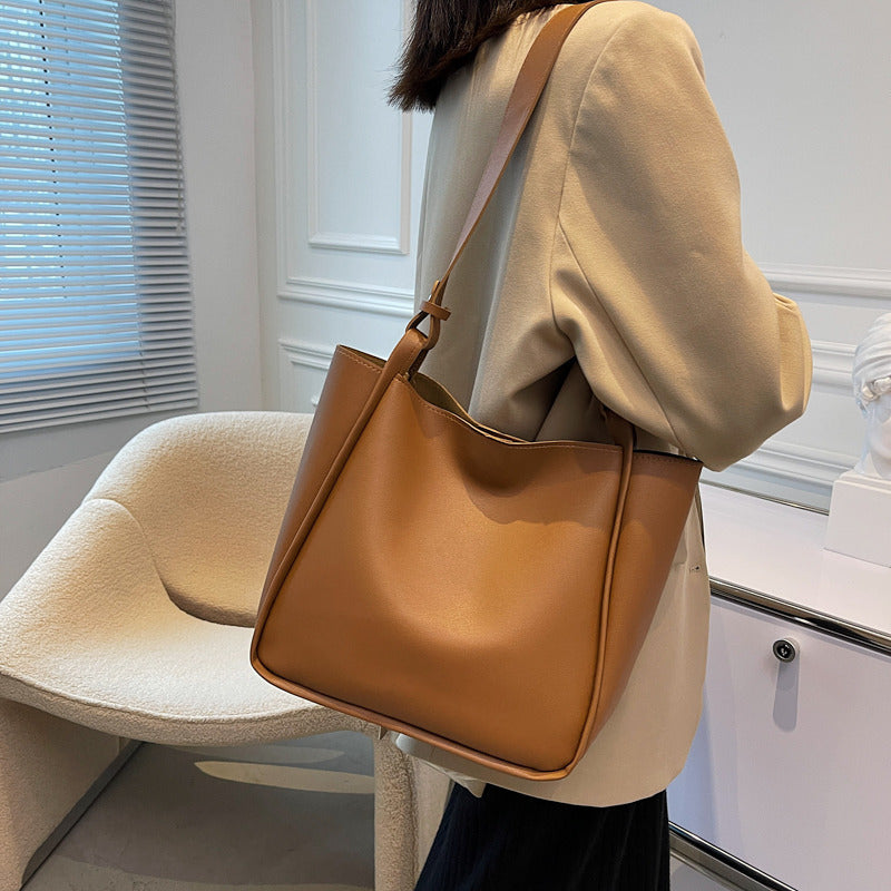 HAZEL Vegan Leather Bucket Shoulder Bag