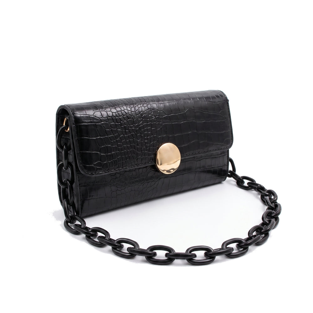 ODILE Leather Shoulder Bag in black