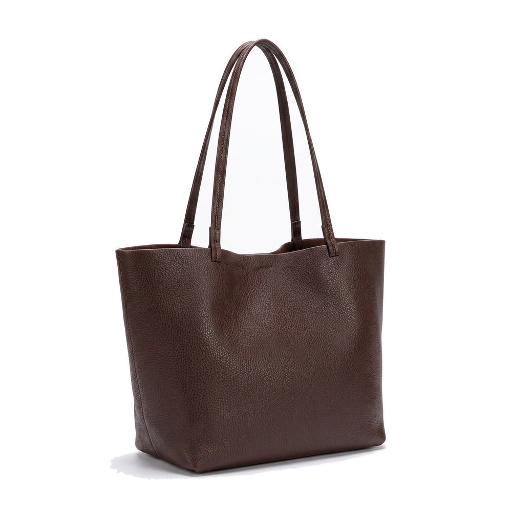 ELIN Leather Tote Bag in dark brown