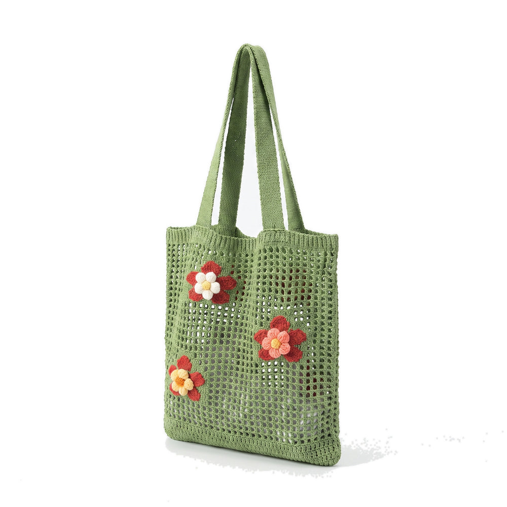 FLEUR Crochet Tote Bag in green