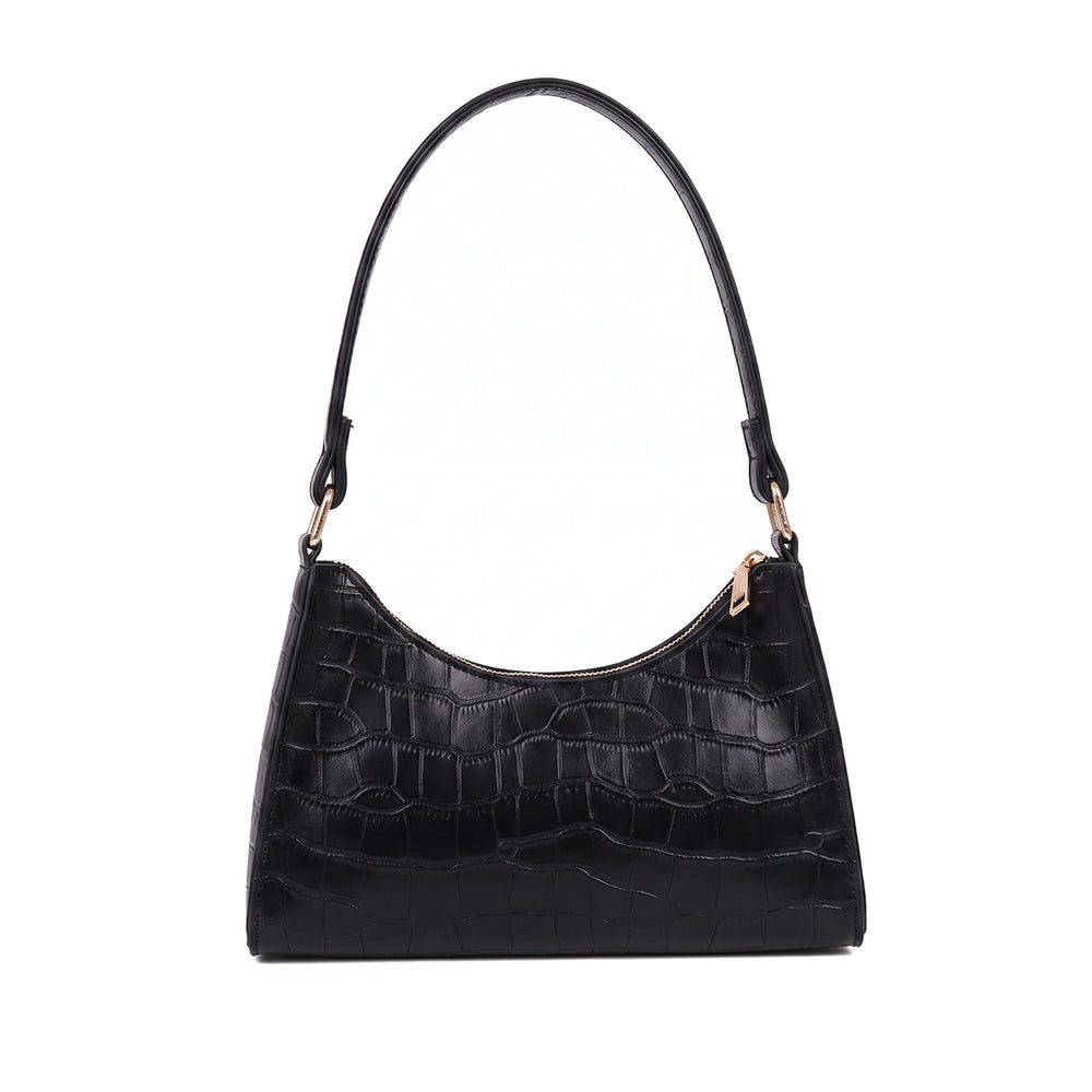 LORENA Leather Shoulder Bag in black