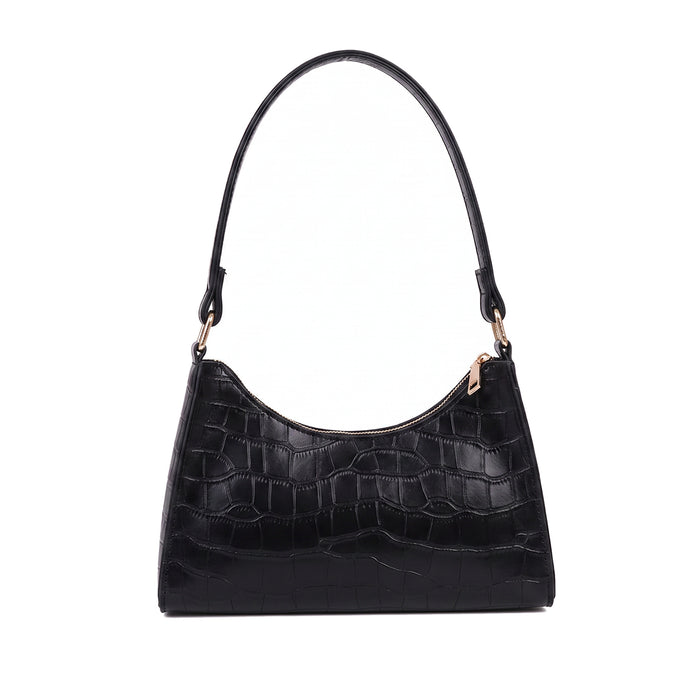 LORENA Leather Shoulder Bag in black