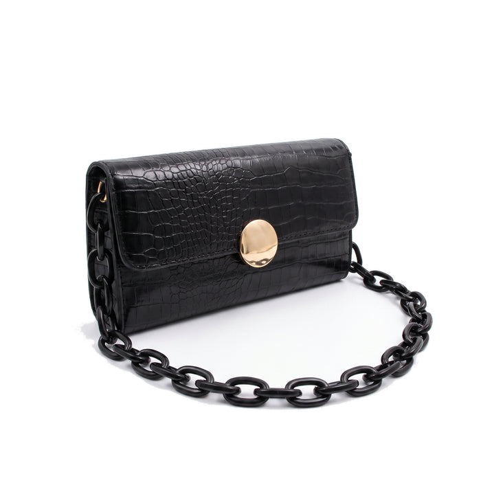 ODILE Leather Shoulder Bag in black