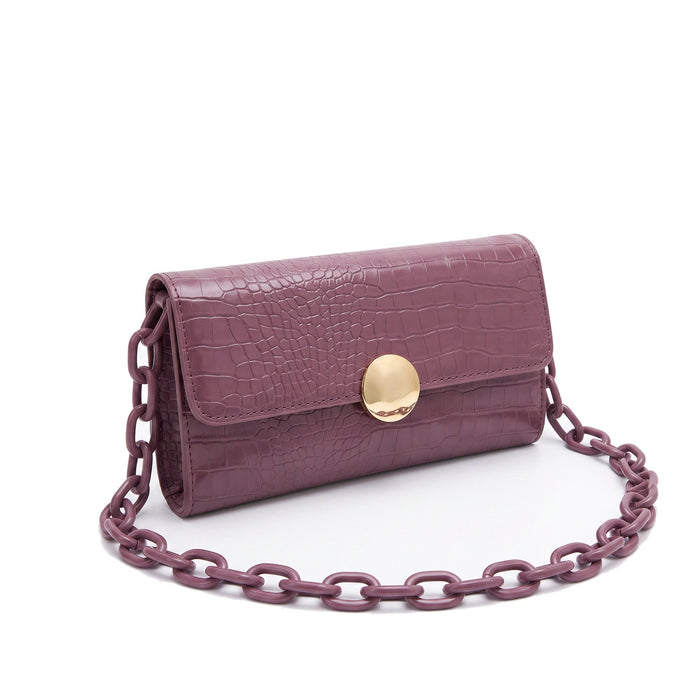 ODILE Leather Shoulder Bag in purple