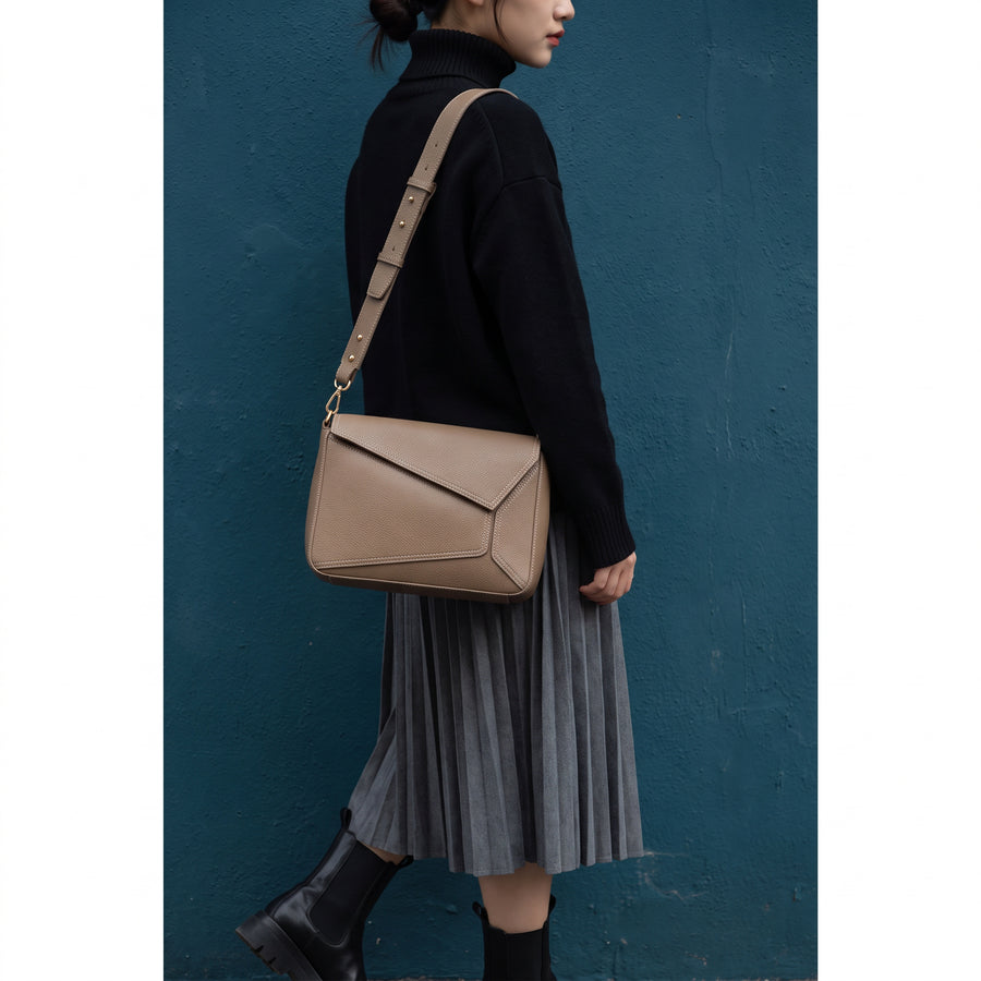 POSTE Woven Vegan Leather Satchel Bag