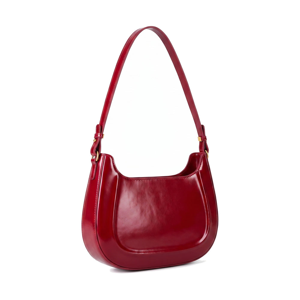 SELLE Leather Baguette Shoulder Bag in red