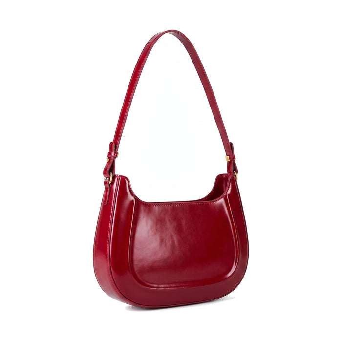SELLE Leather Baguette Shoulder Bag in red