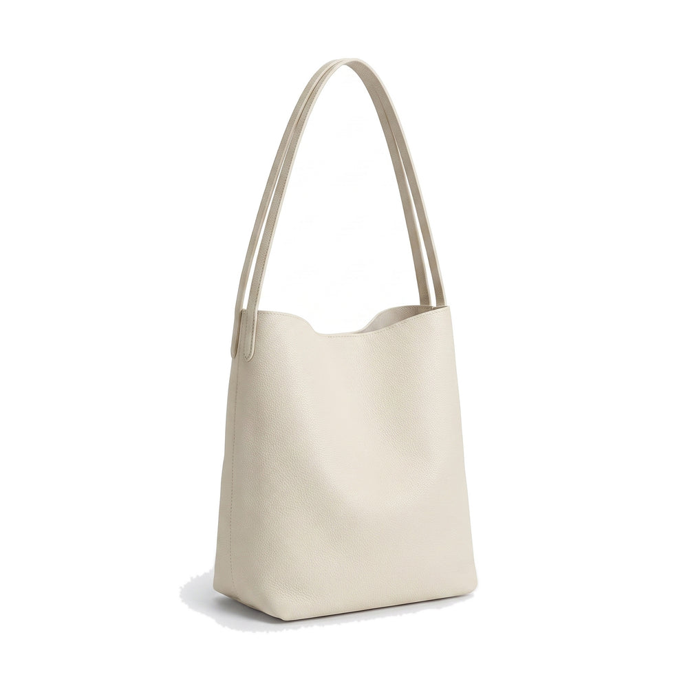SOFIA Suede Bucket Tote Bag in cream
