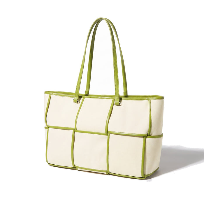 TRESSE Woven Canvas Tote Bag in cream
