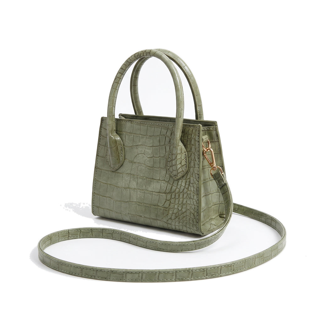 VIVA Croc Leather Mini Tote Handbag in green