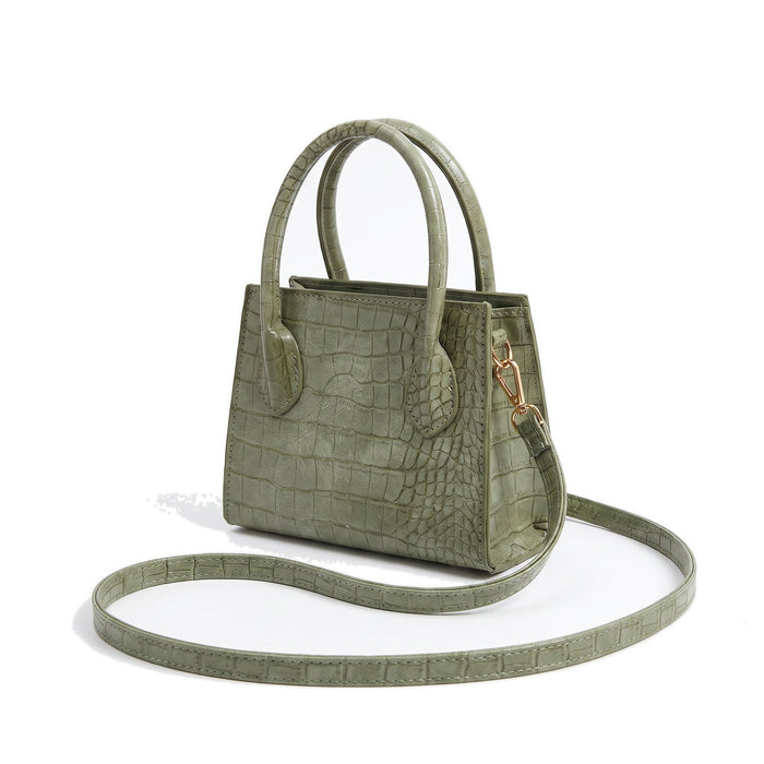 VIVA Croc Leather Mini Tote Handbag in green
